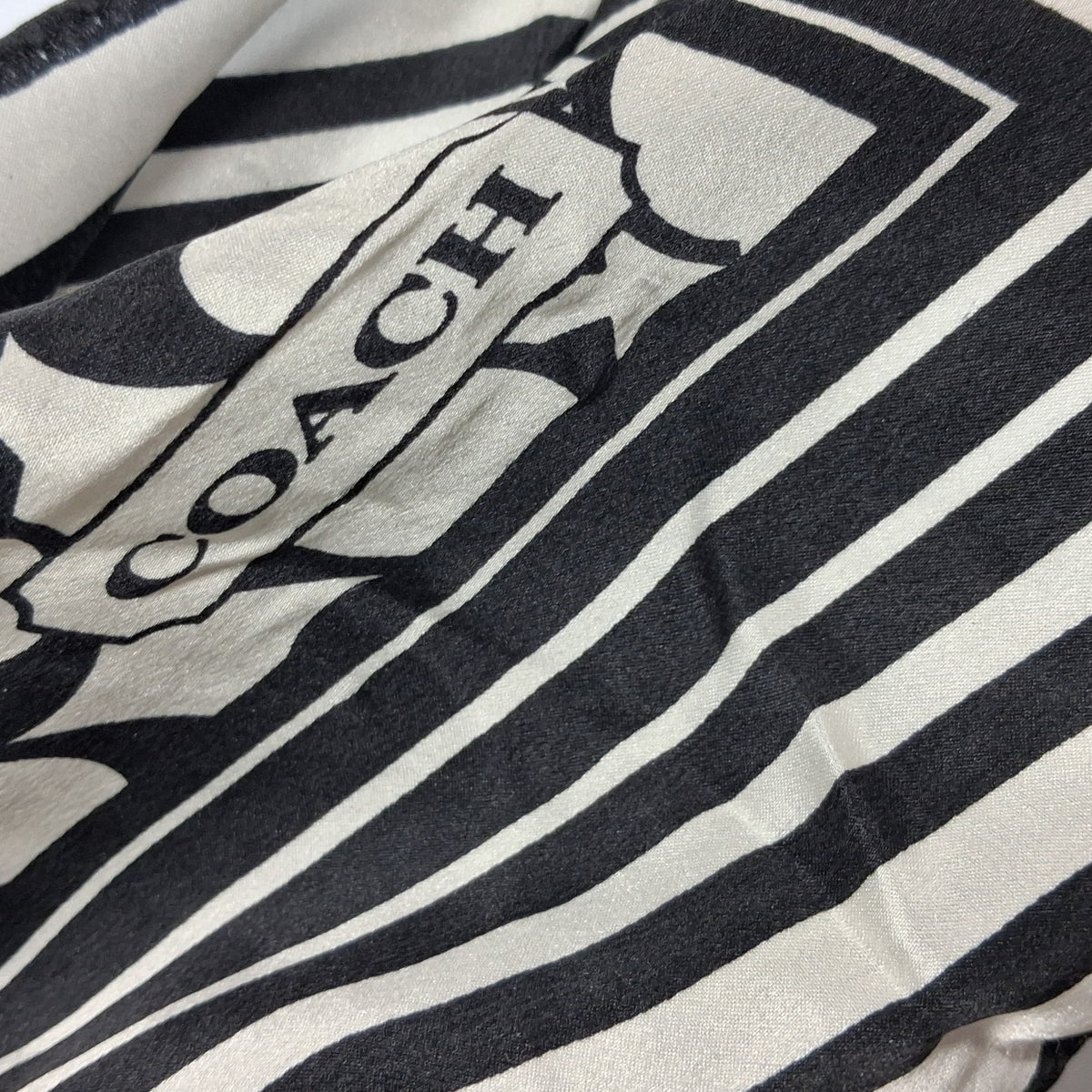 Vintage Silk Designer Scarf in Black and White by Coach