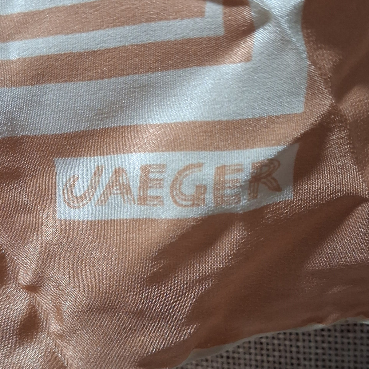 Vintage Designer Silk Scarf in Brown and White from Jaeger