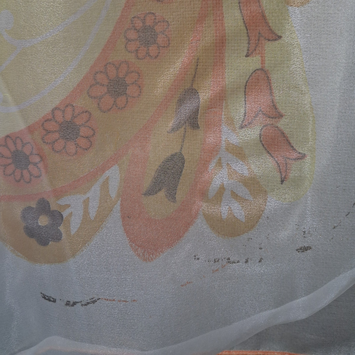 Vintage Chiffon Designer Scarf in Brown and Cream by Lario in Japan