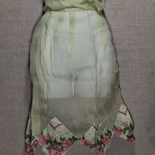 Vintage Sheer Chiffon Yellow Apron with Flower Panels