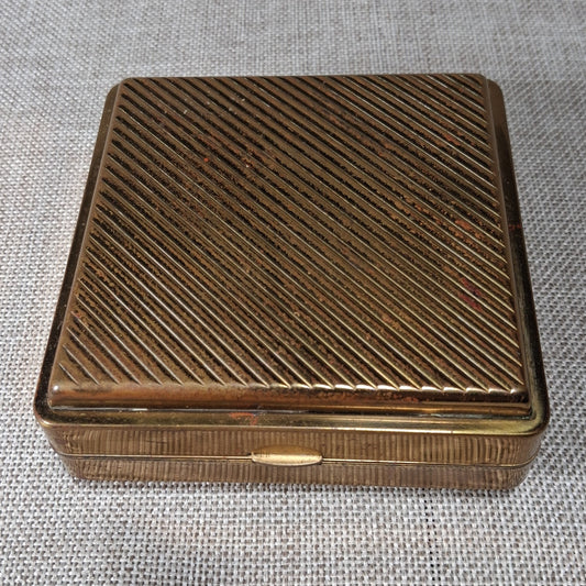 Vintage Traveler Mini Jewelry Box with Gold Exterior and Purple Interior