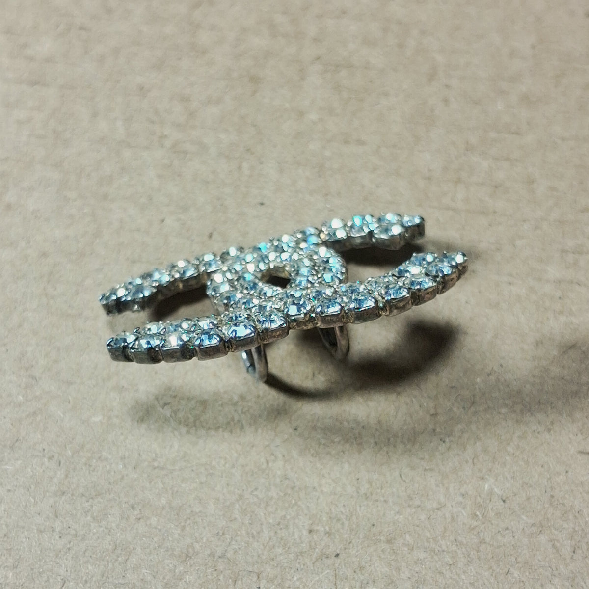 Vintage Coco Chanel Rhinestone Logo with Loops
