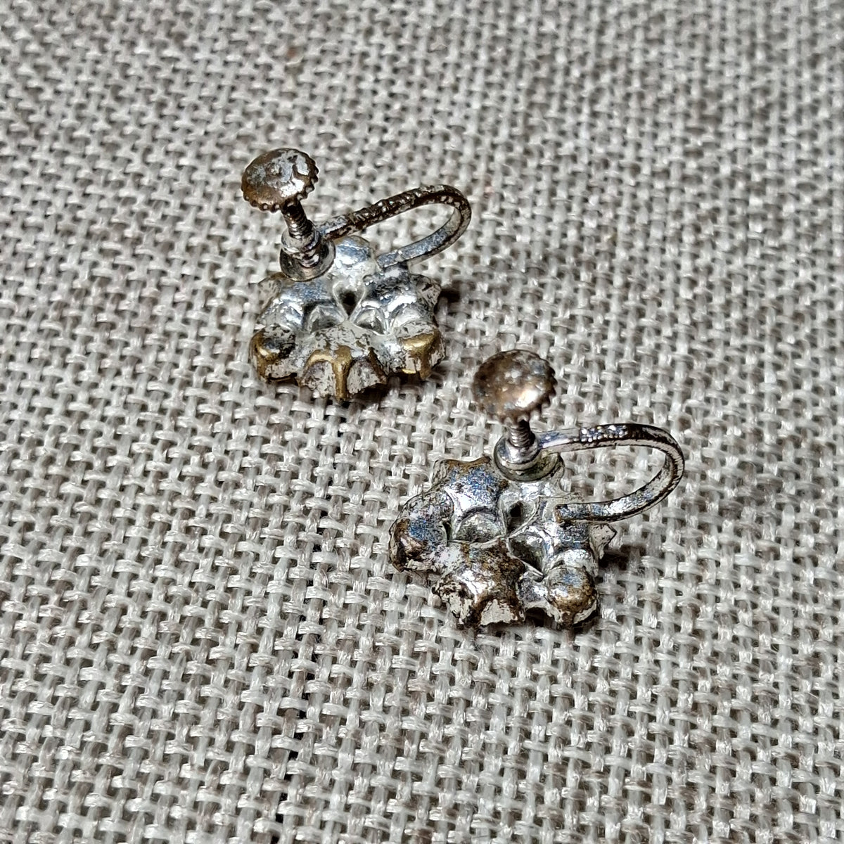 Vintage Screw Back Earrings with Clear Rhinestones - Made in Austria
