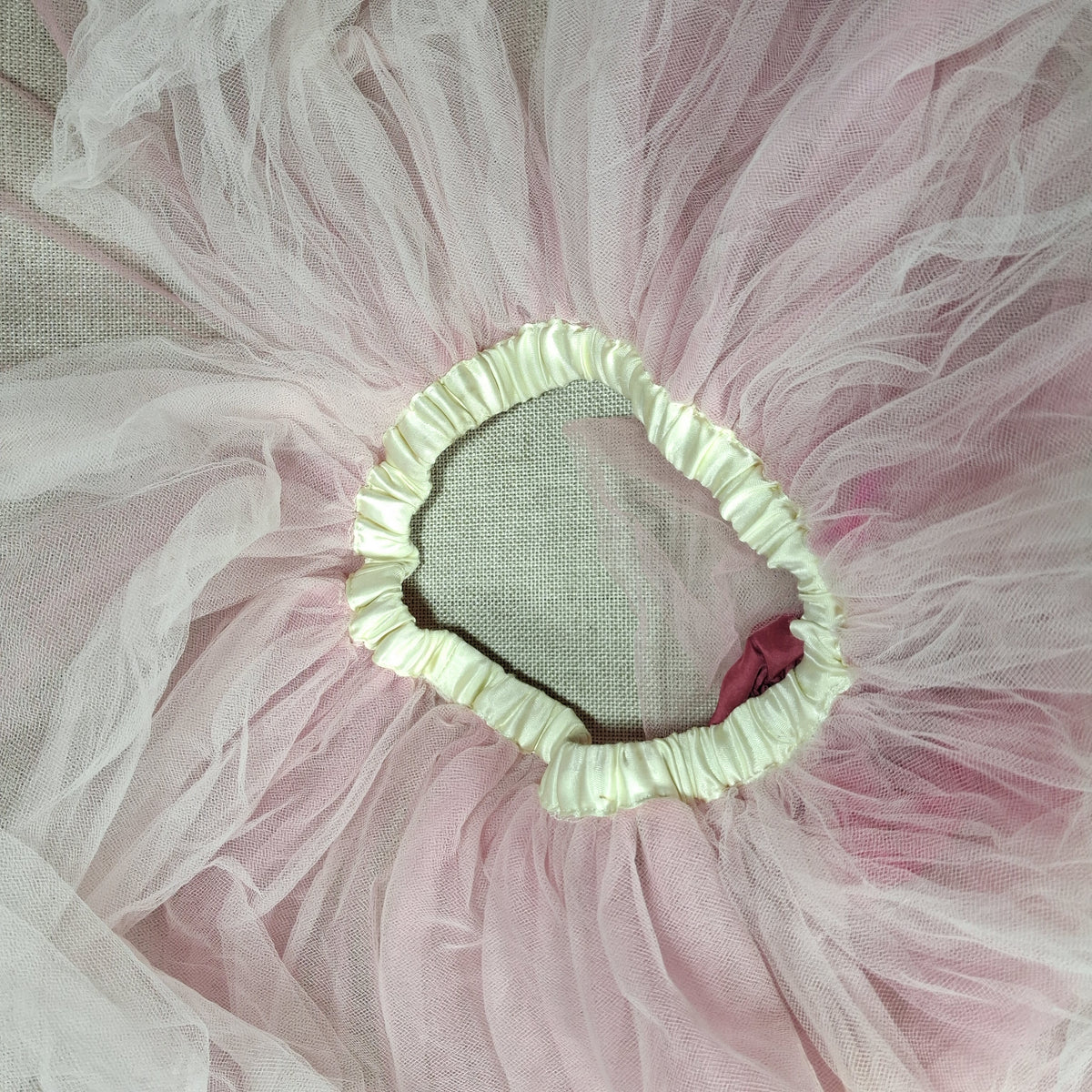 Vintage Kids Ballet Pink Crinoline with a Fabric Bow and Rose