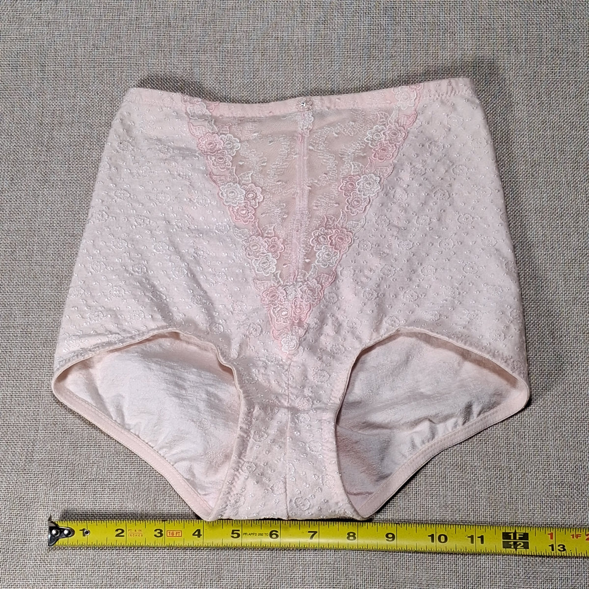 50s Vintage Women's Pink Underpants with Lace and Singular Rhinestone