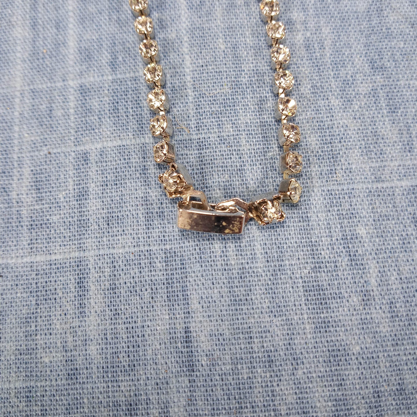 1970s Vintage Bracelet with a Single Strand of Clear Rhinestones
