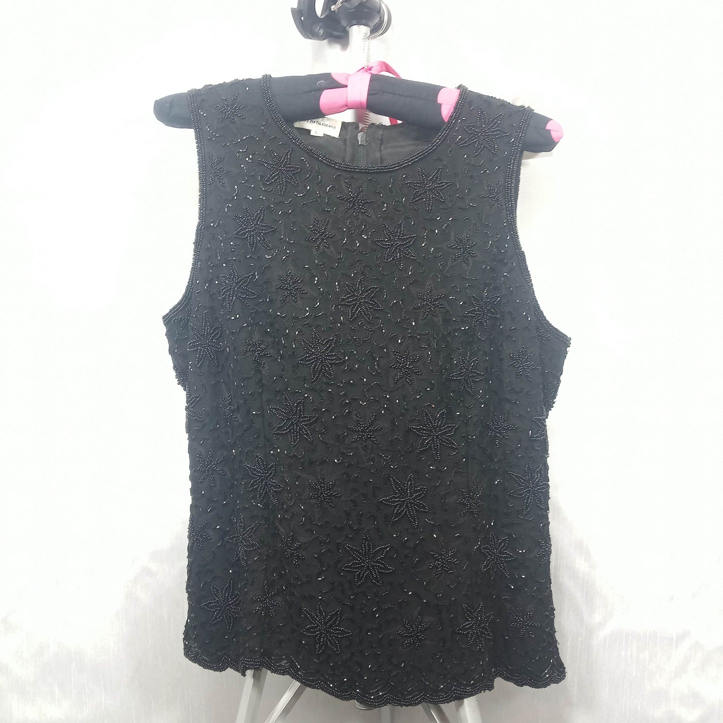 1960's Black Beaded Halter Blouse by Saks Fifth Ave