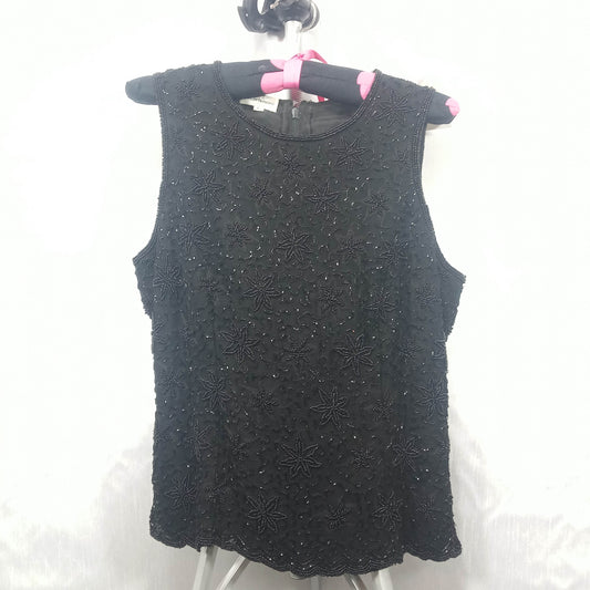 1960's Vintage Black Beaded Halter Blouse by Saks Fifth Ave