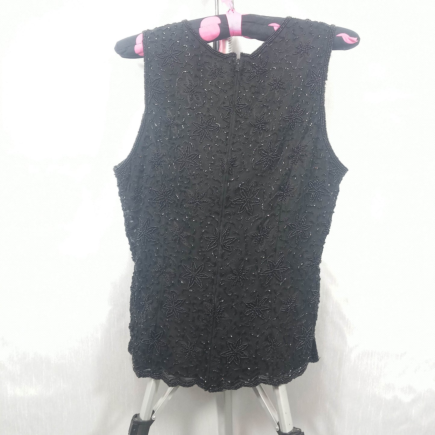 1960's Black Beaded Halter Blouse by Saks Fifth Ave