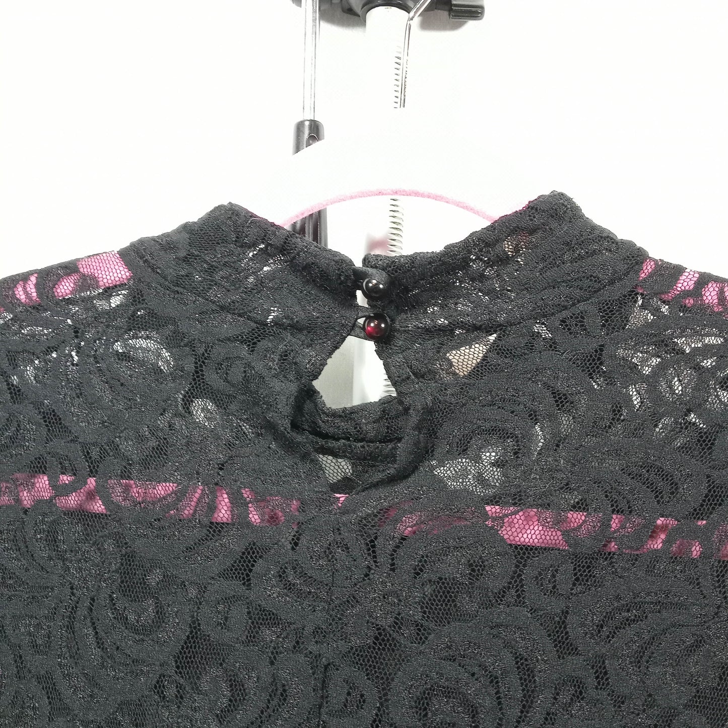 1960's Black Lace Satin Peplum Blouse