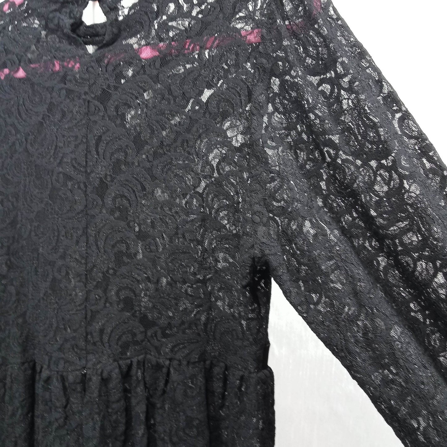1960's Black Lace Satin Peplum Blouse