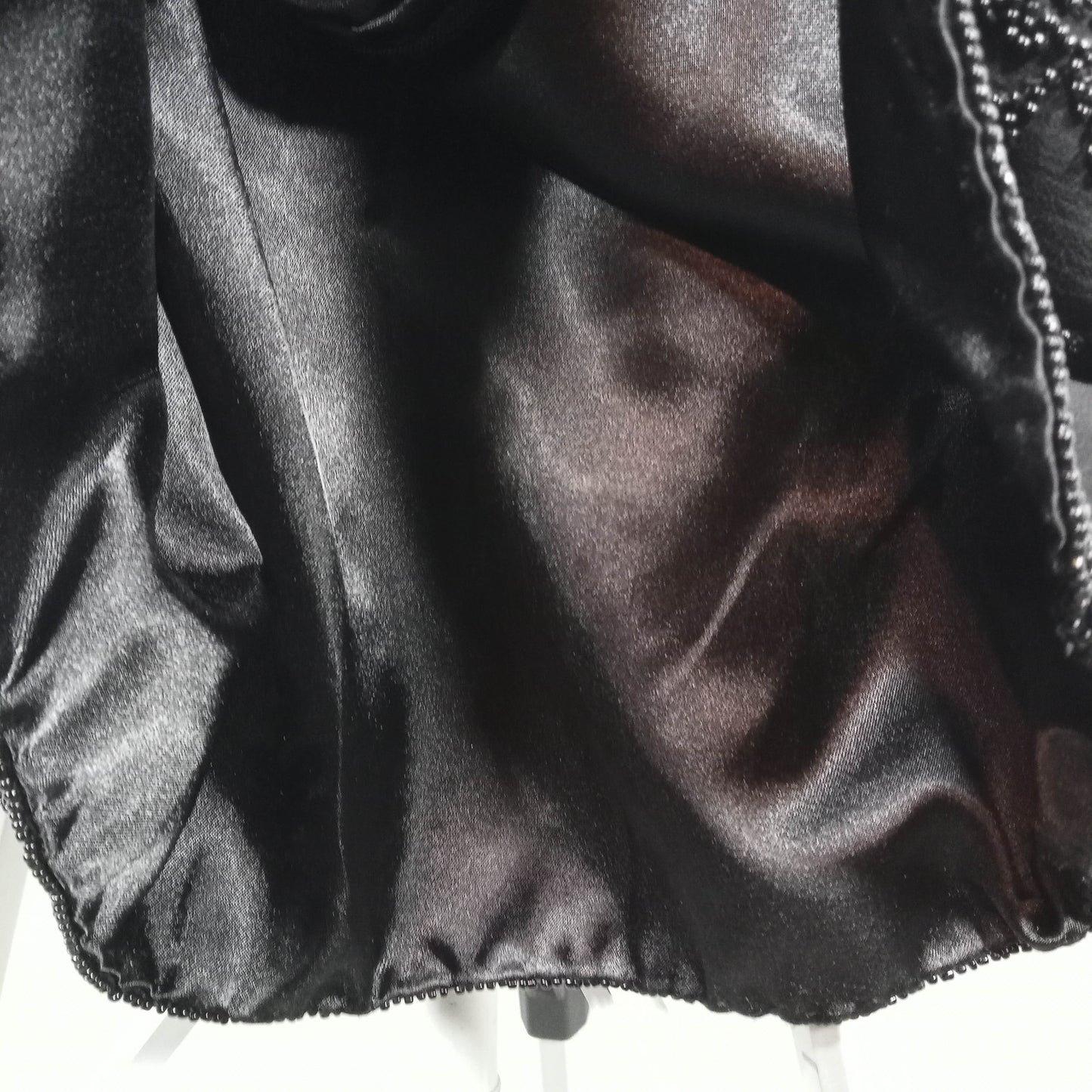 1980's Black 100% Silk Halter Blouse with Black Beading