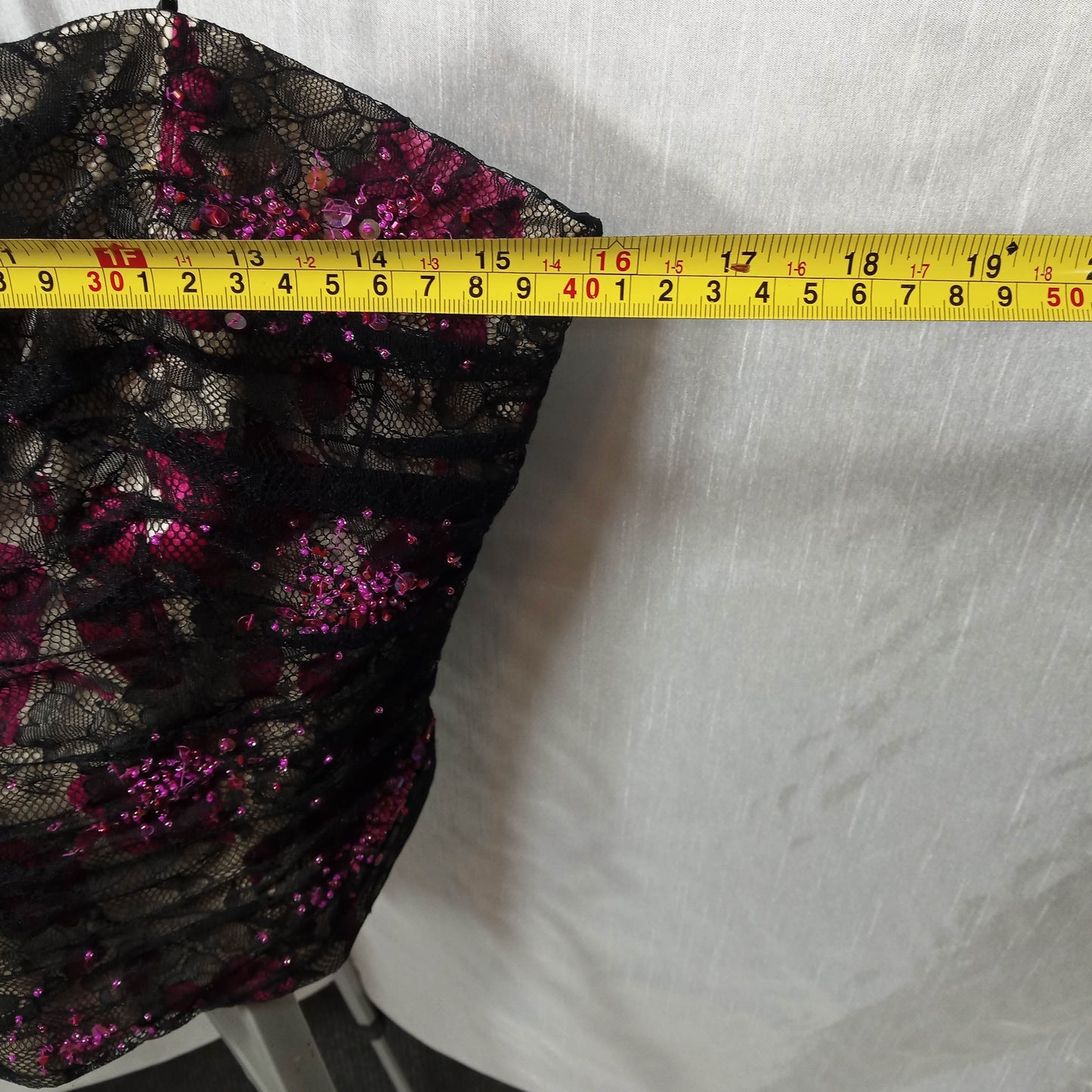 1980's Black, Silver & Lavender Chiffon Floral Halter with Lace Overlay