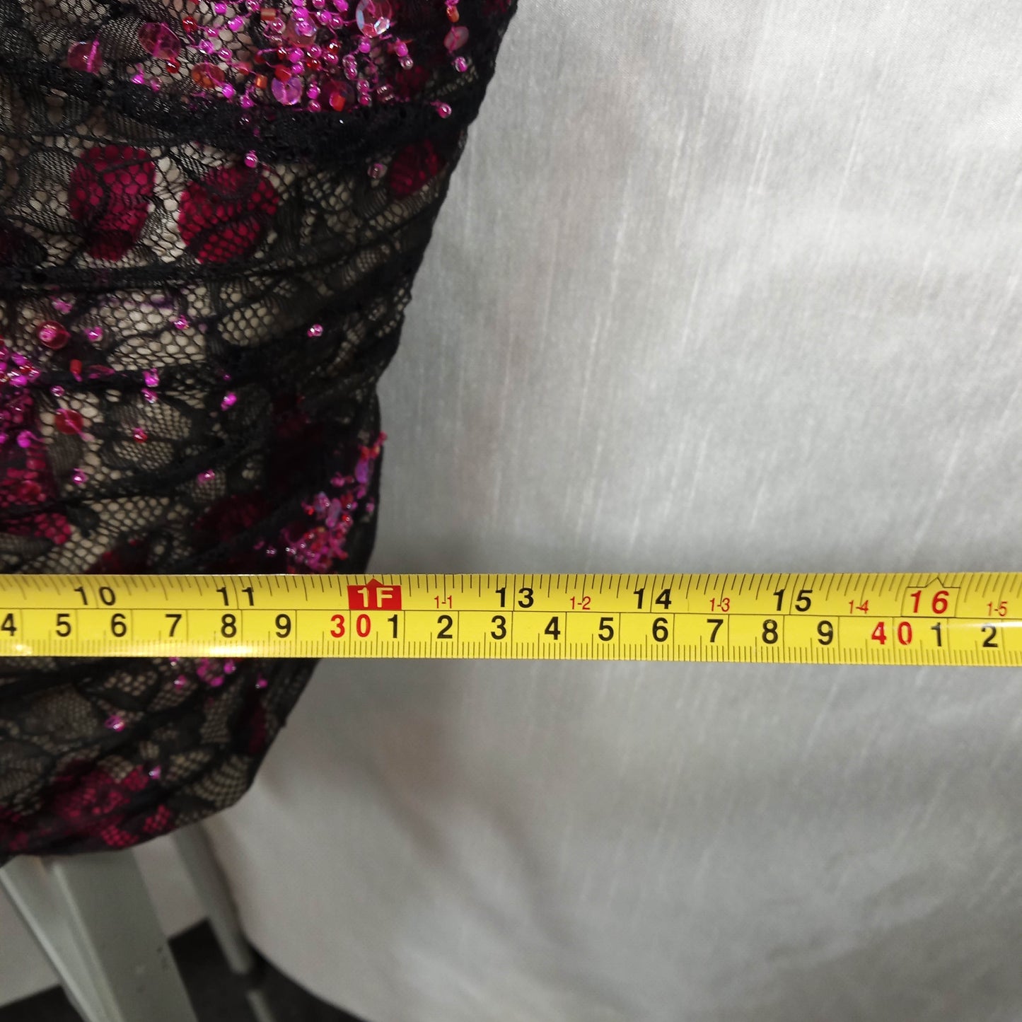 1980's Black, Silver & Lavender Chiffon Floral Halter with Lace Overlay
