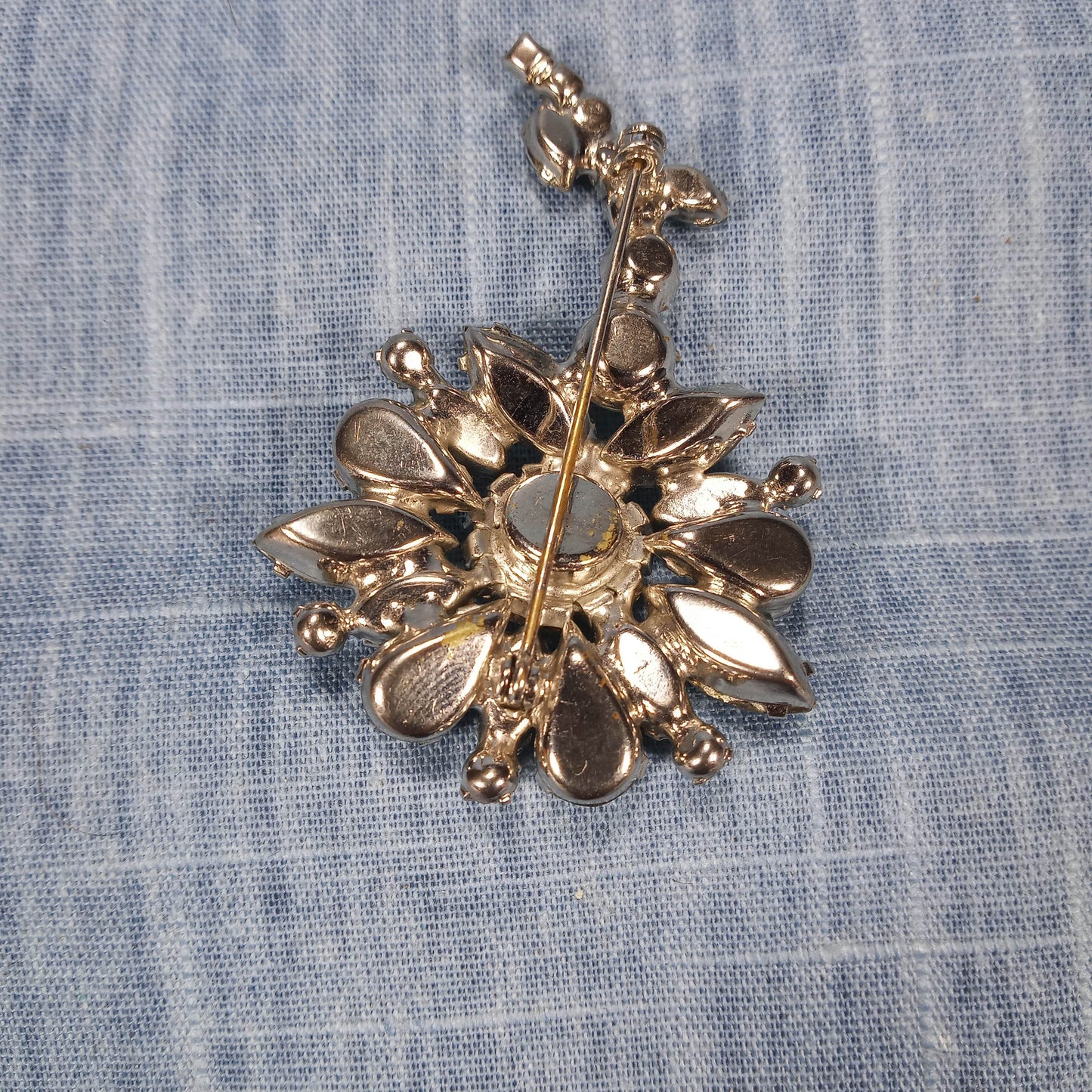 1950s Vintage Clear Rhinestone Sunflower Brooch