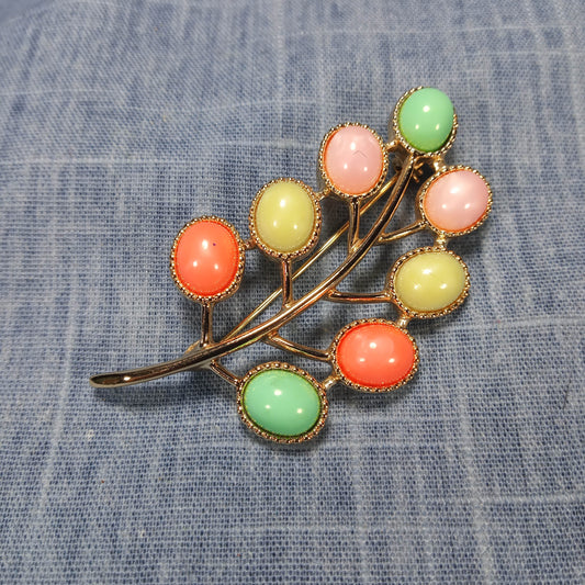 1990s Vintage Multi Colored Leaf Pin by Sarah Coventry