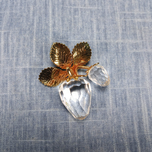 Vintage Swarovski Crystal Strawberry Brooch with Original Box