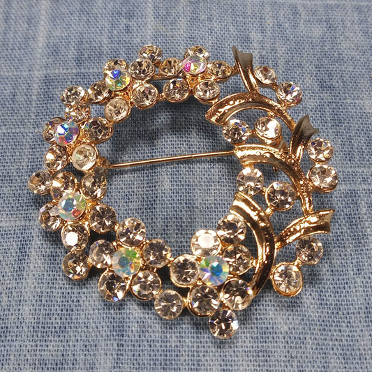 1960s Vintage Rhinestone Circle Vintage Brooch