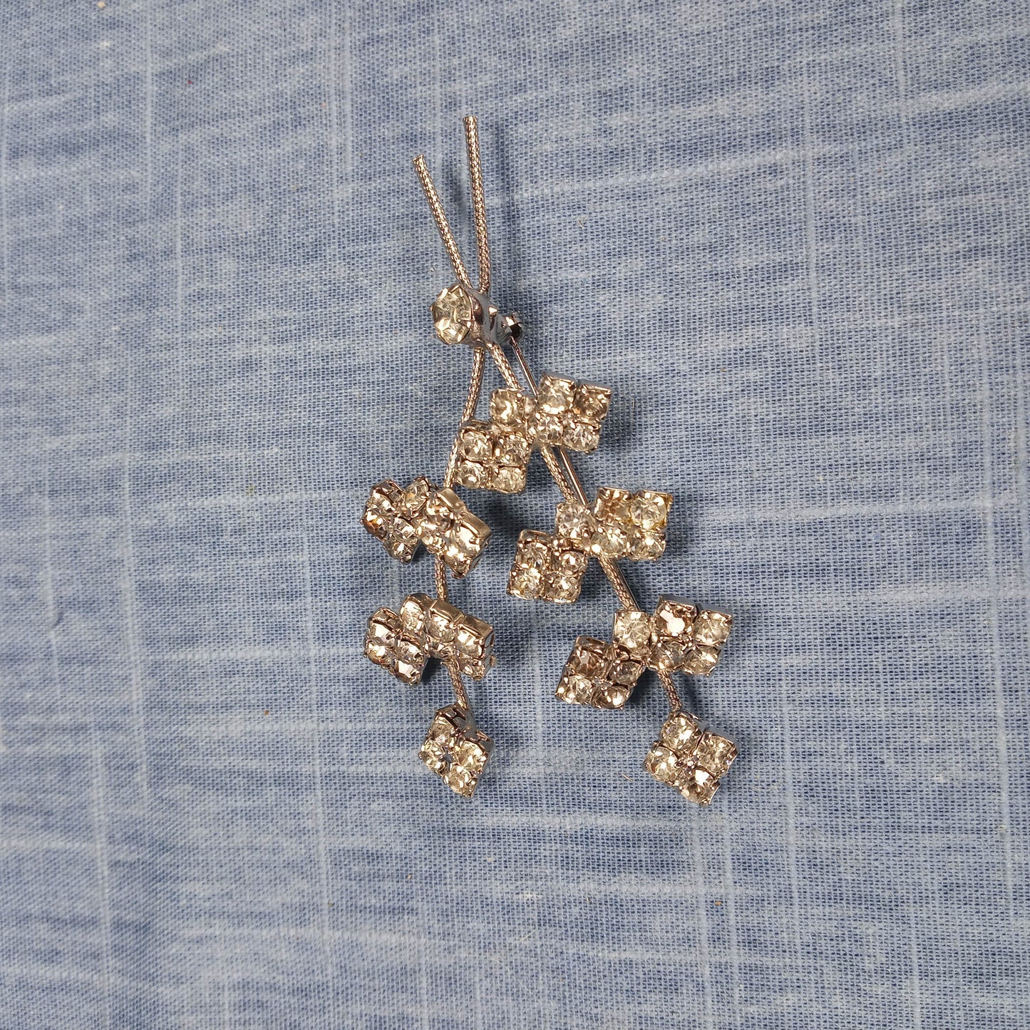 1950s Vintage Branch Pin with Clear Rhinestones