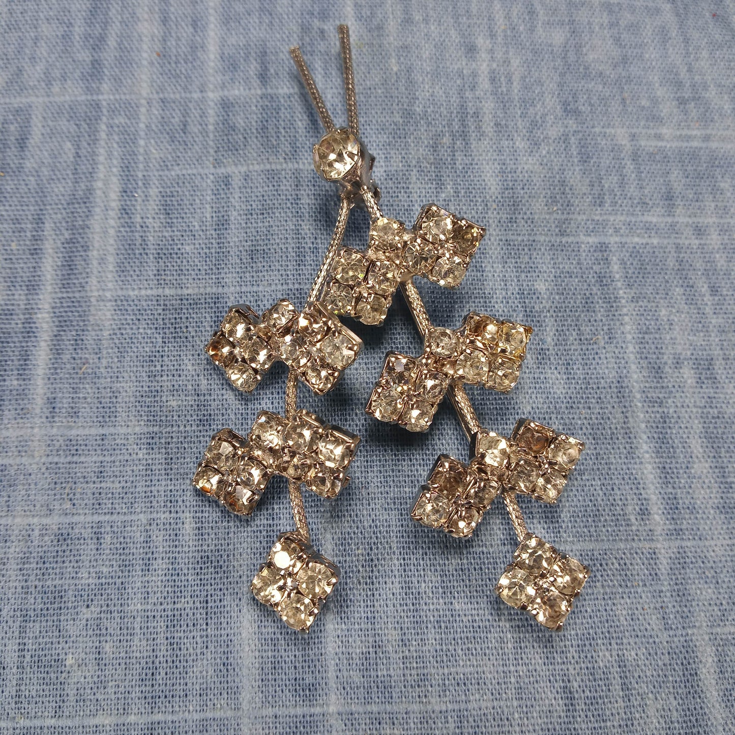 1950s Vintage Branch Pin with Clear Rhinestones