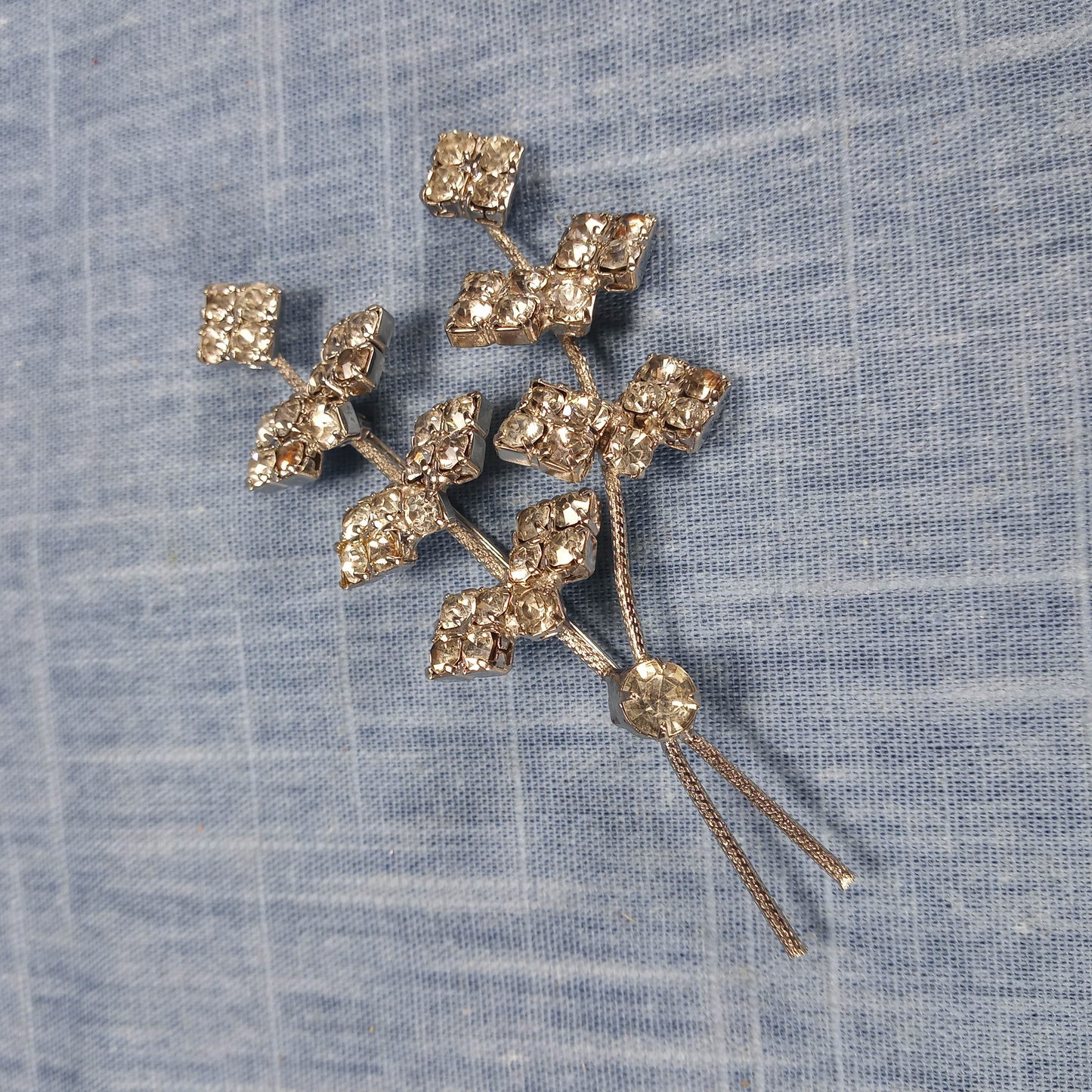 1950s Vintage Branch Pin with Clear Rhinestones