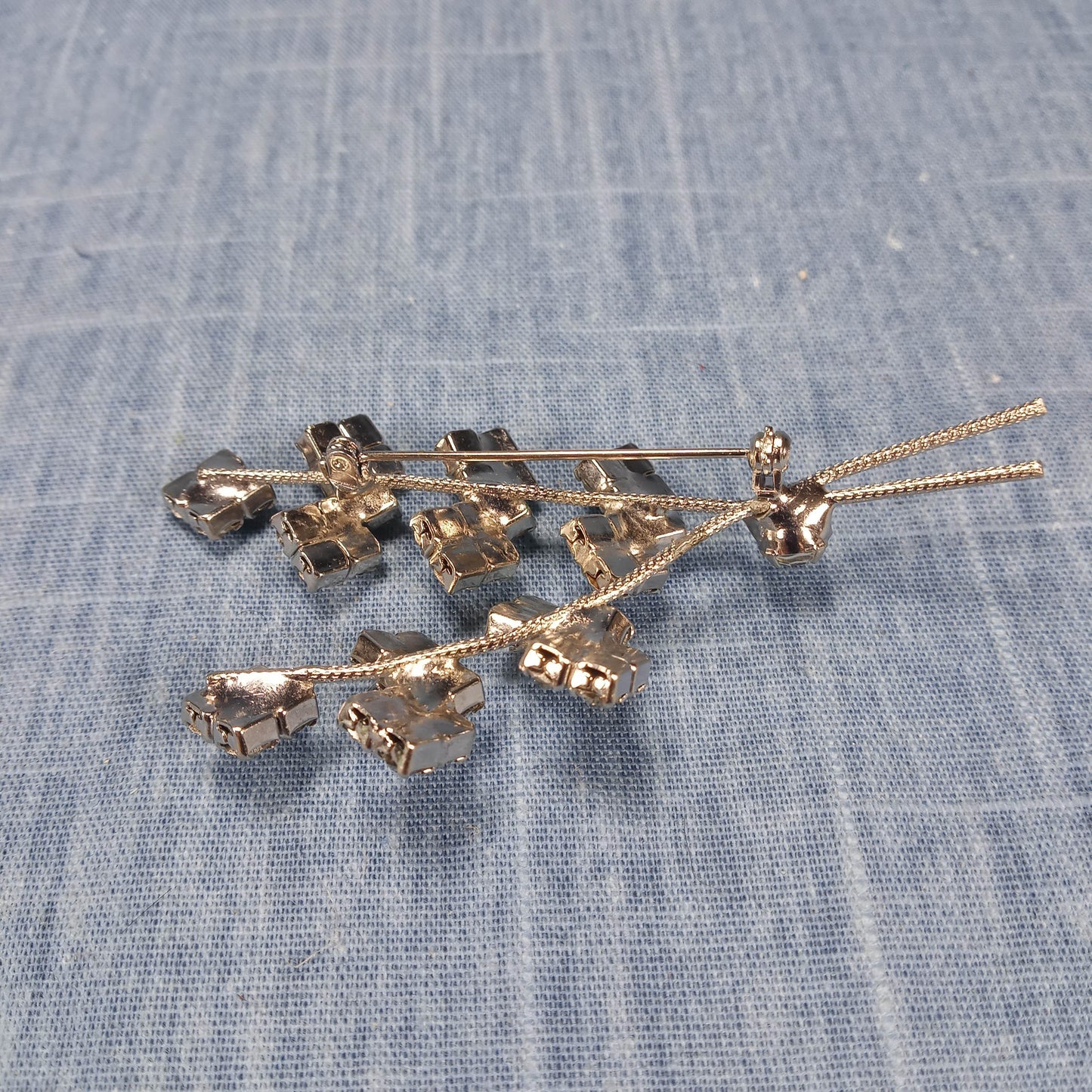 1950s Vintage Branch Pin with Clear Rhinestones