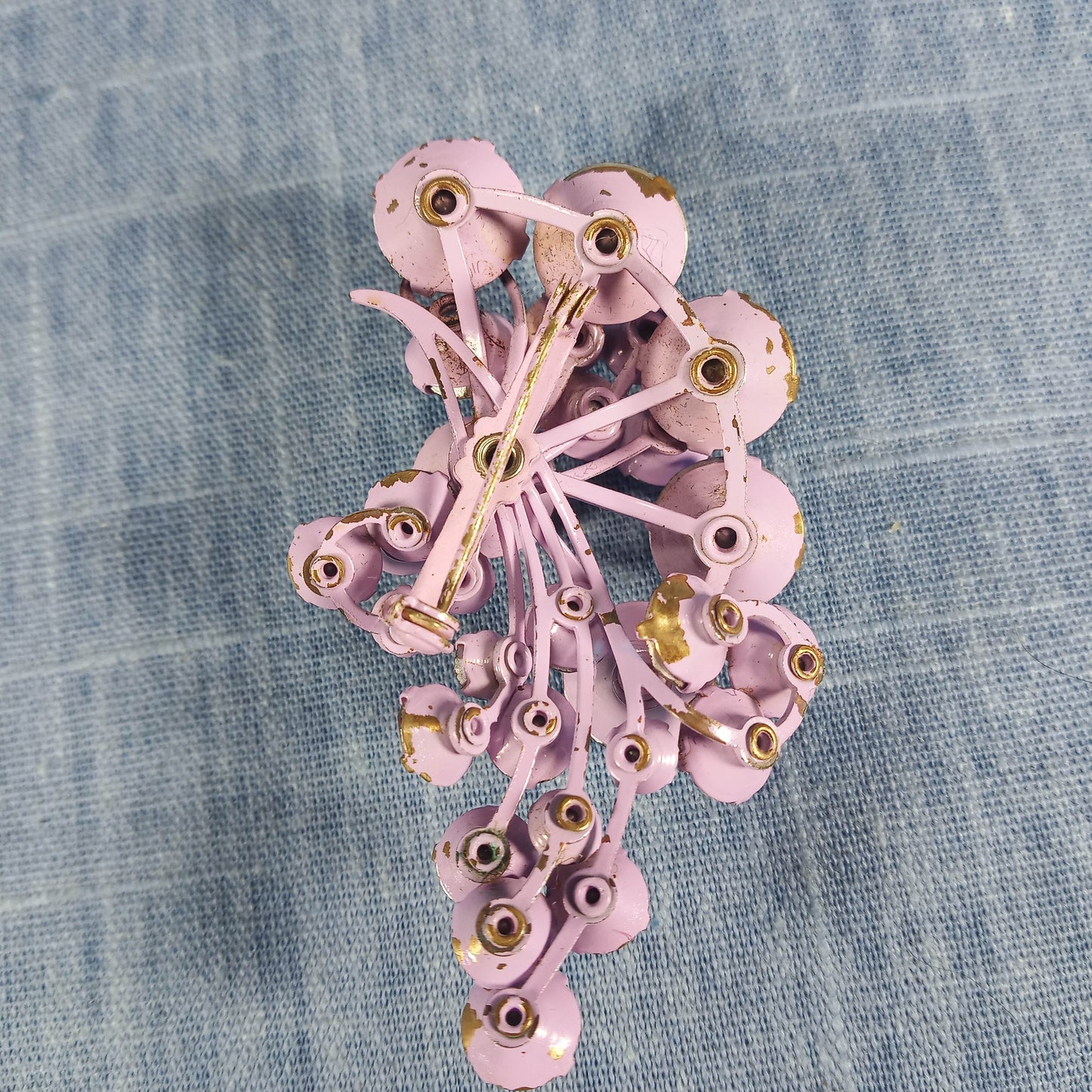 1960s Vintage Purple Cluster Brooch with Aurora Borealis Rhinestones