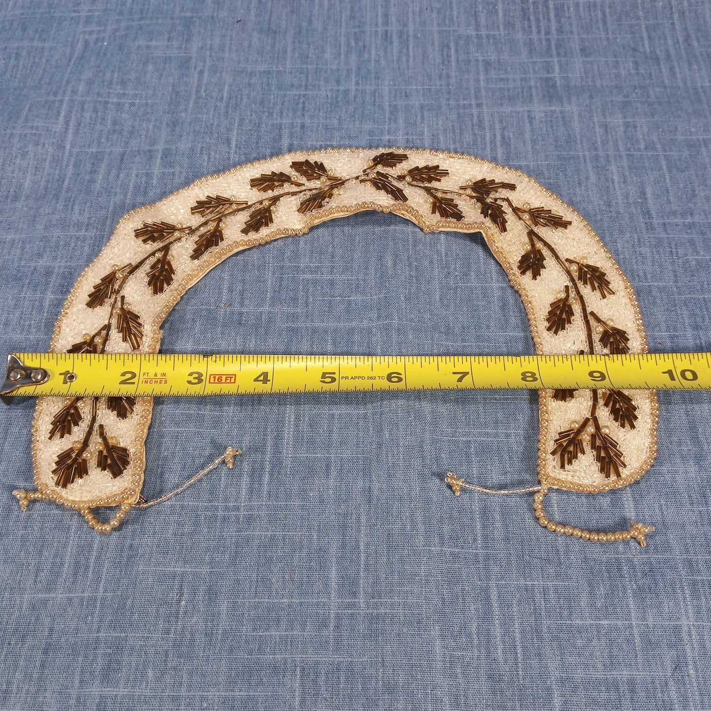 1950s Hand Beaded Leaf Collar