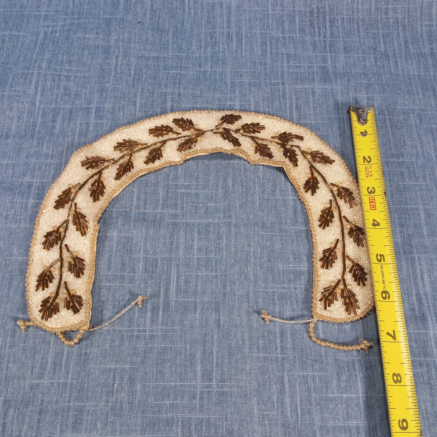 1950s Hand Beaded Leaf Collar