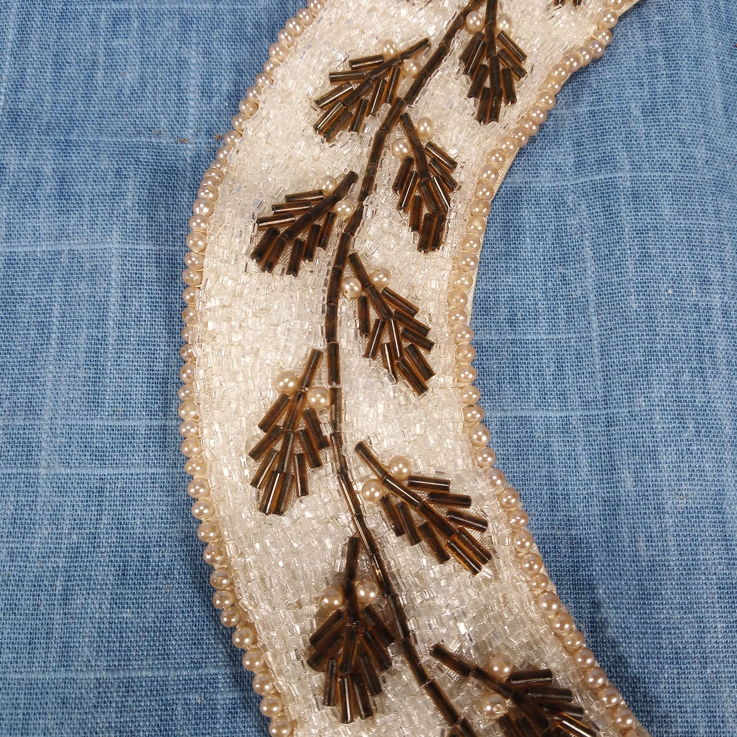 1950s Hand Beaded Leaf Collar