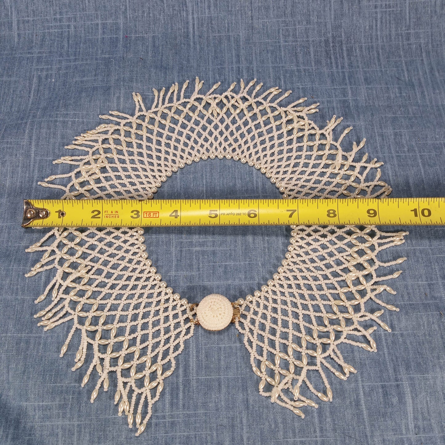 1950s Pearl Bead Woven Collar with Gold Tone Clasp