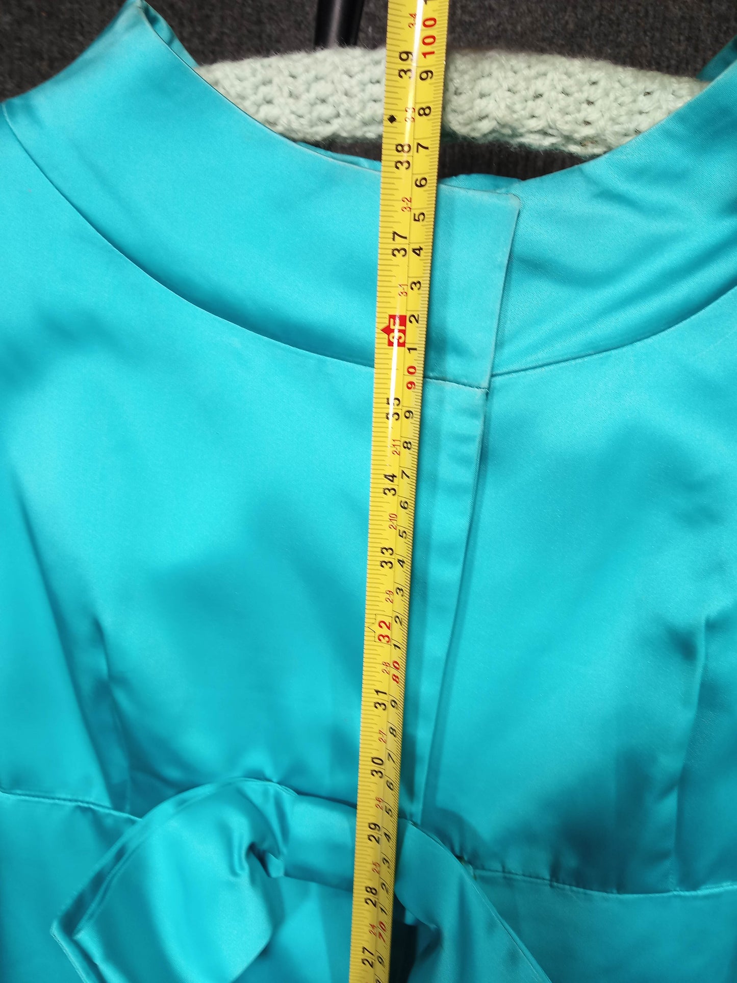1950's Turquoise Satin Bow Evening Coat