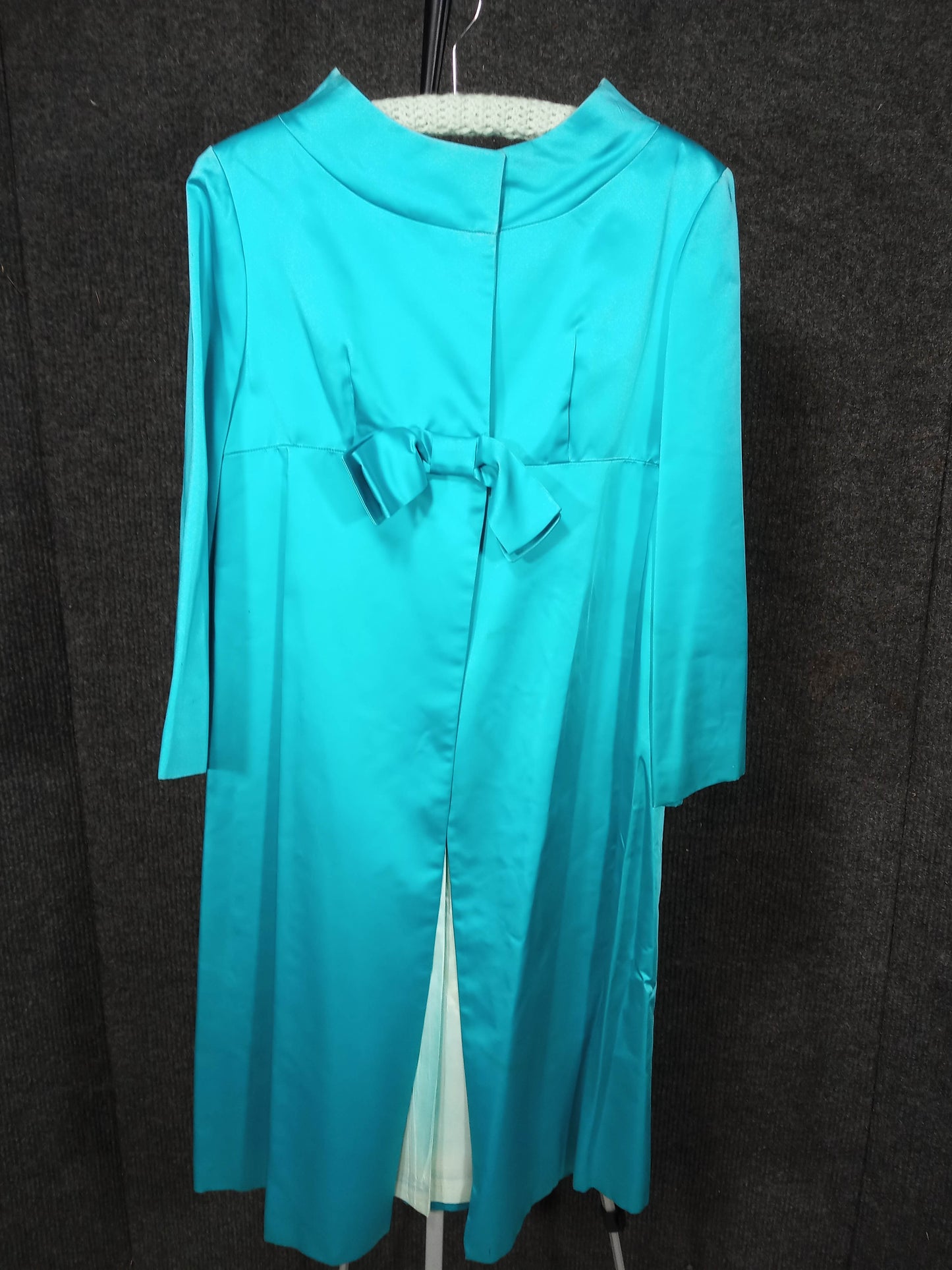 1950's Turquoise Satin Bow Evening Coat