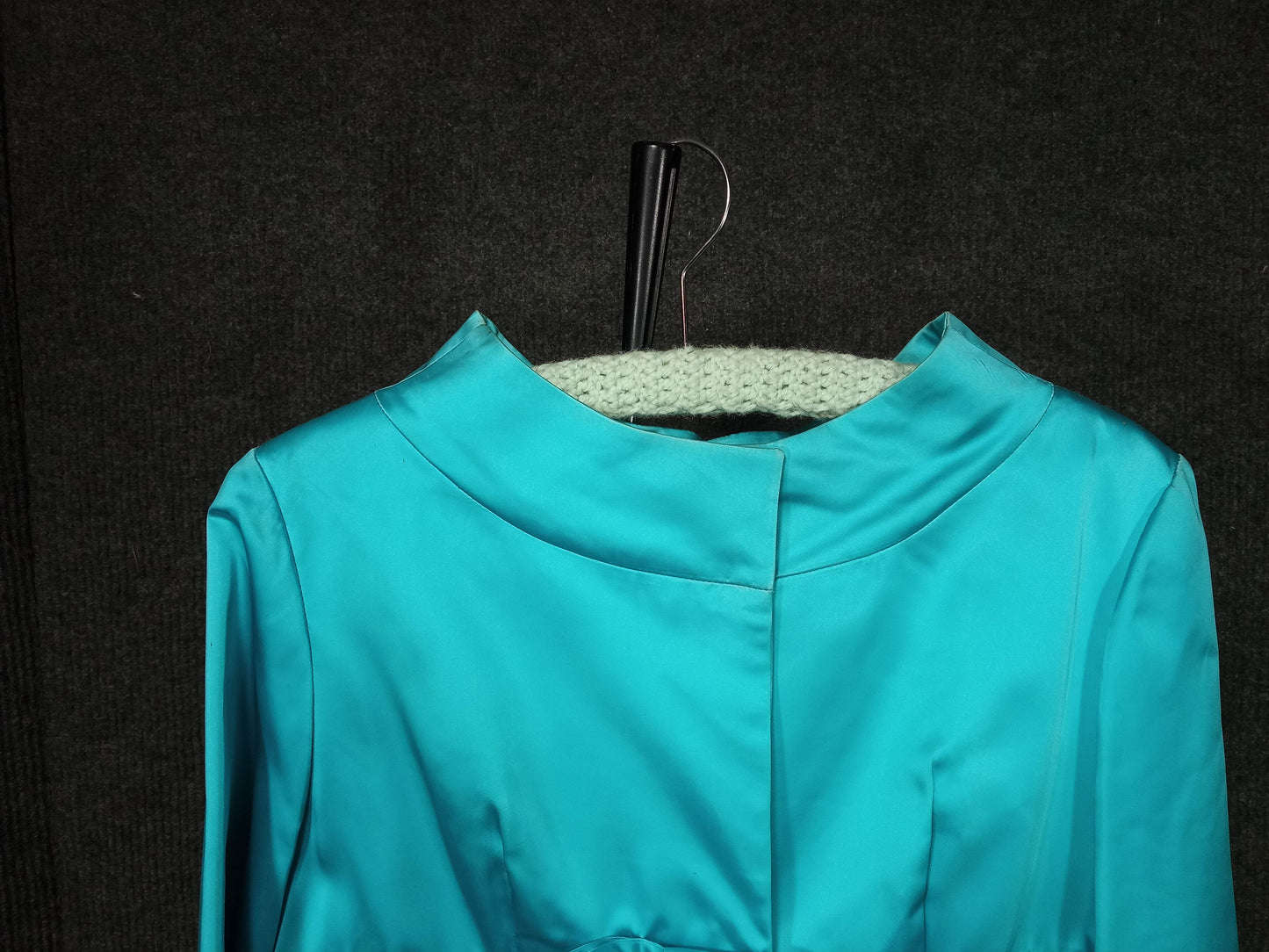 1950's Turquoise Satin Bow Evening Coat