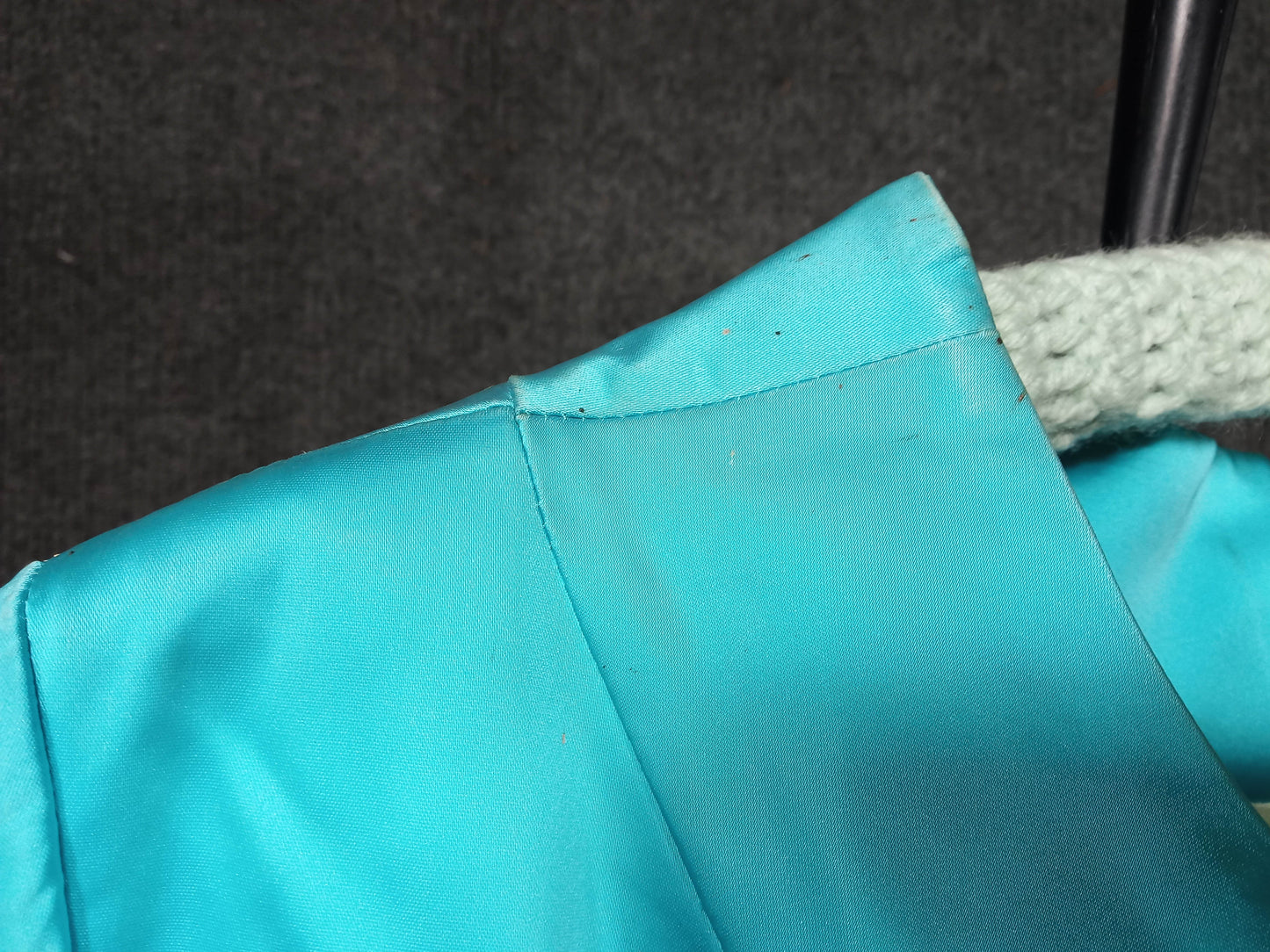 1950's Turquoise Satin Bow Evening Coat