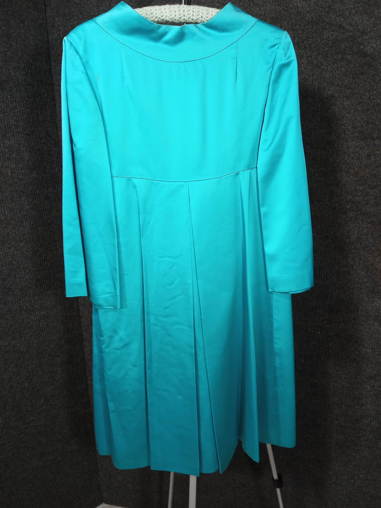 1950's Turquoise Satin Bow Evening Coat