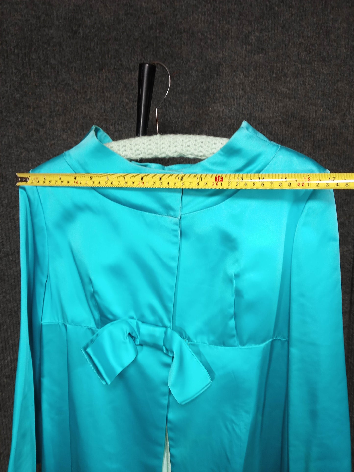 1950's Turquoise Satin Bow Evening Coat
