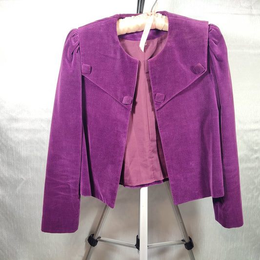 1950's Vintage Magenta Velvet Peter Pan Collar Short Coat