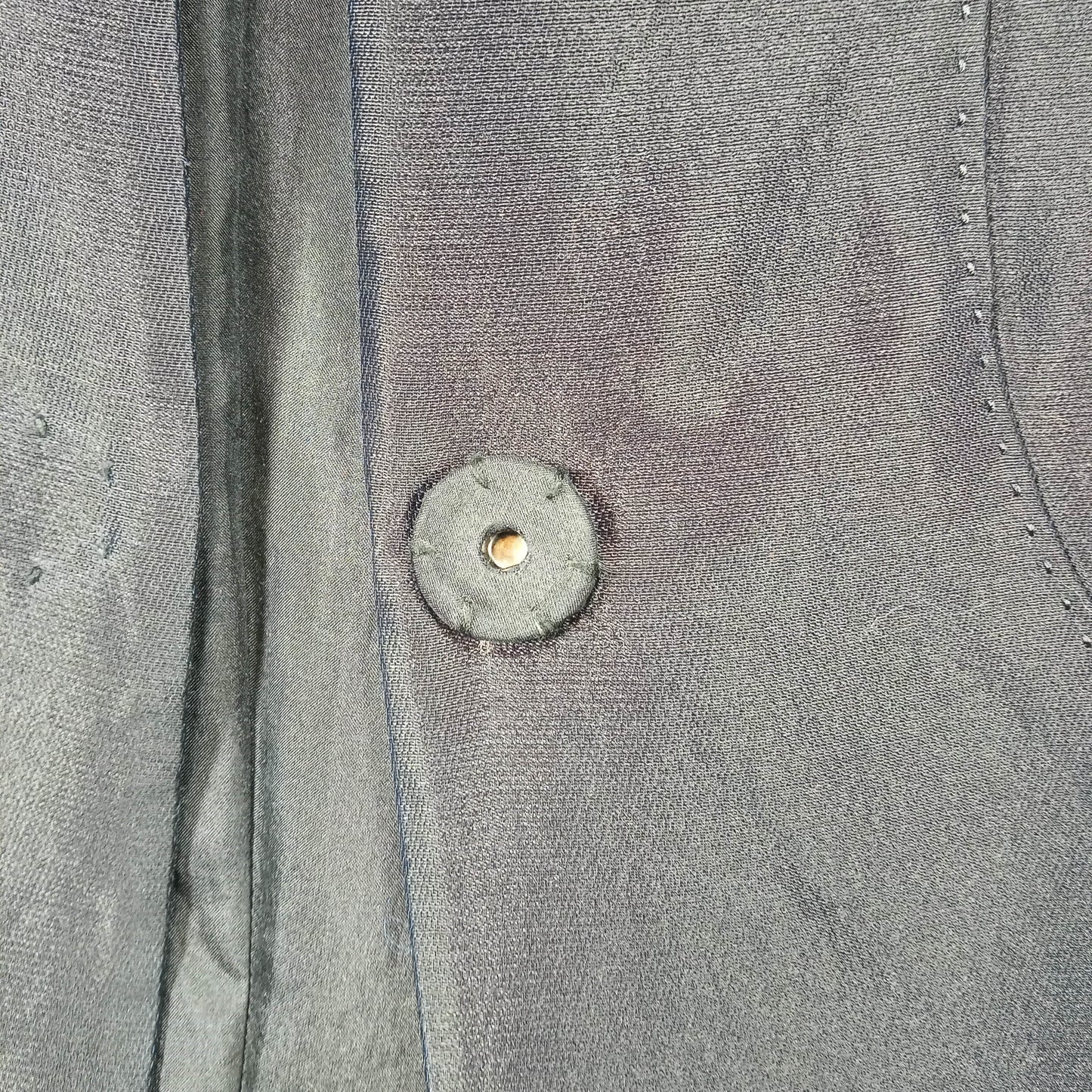 1980's Navy Blue Silk Peter Pan Collar Coat
