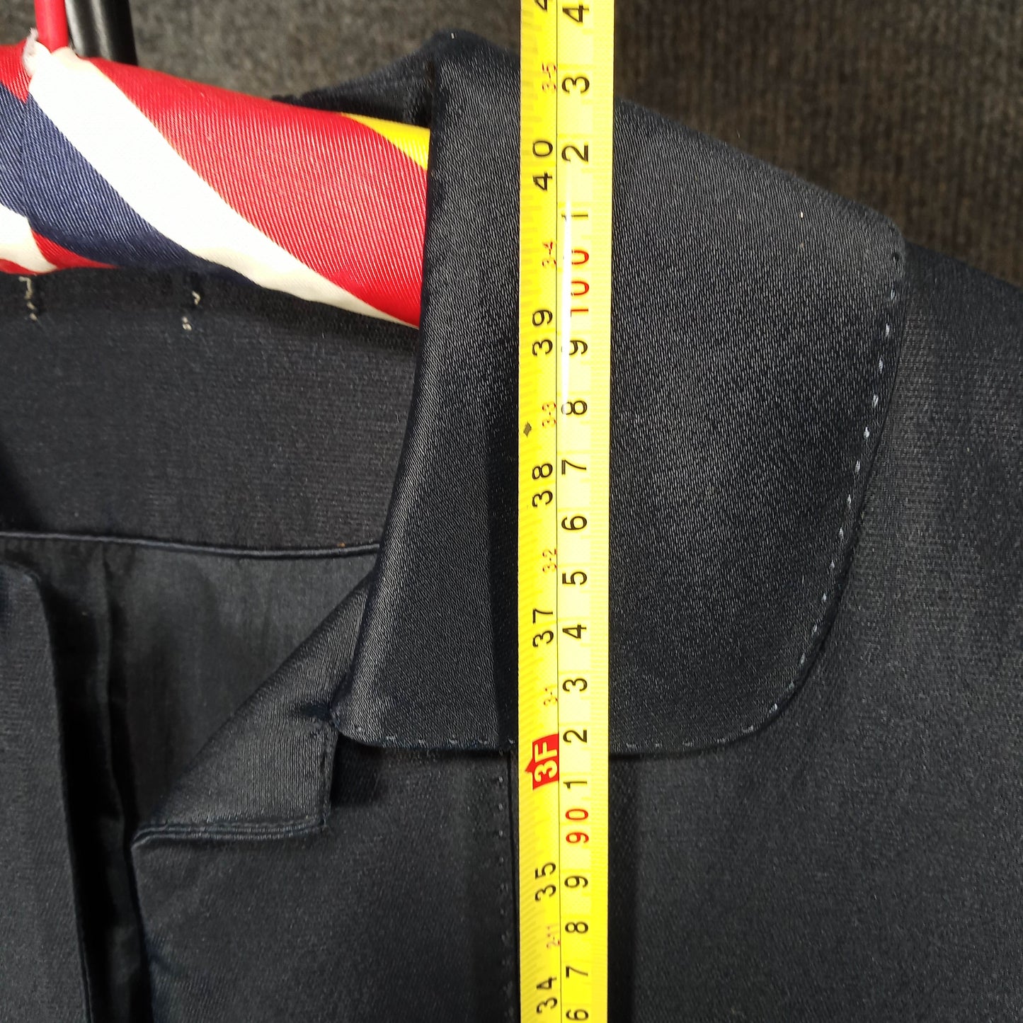 1980's Navy Blue Silk Peter Pan Collar Coat