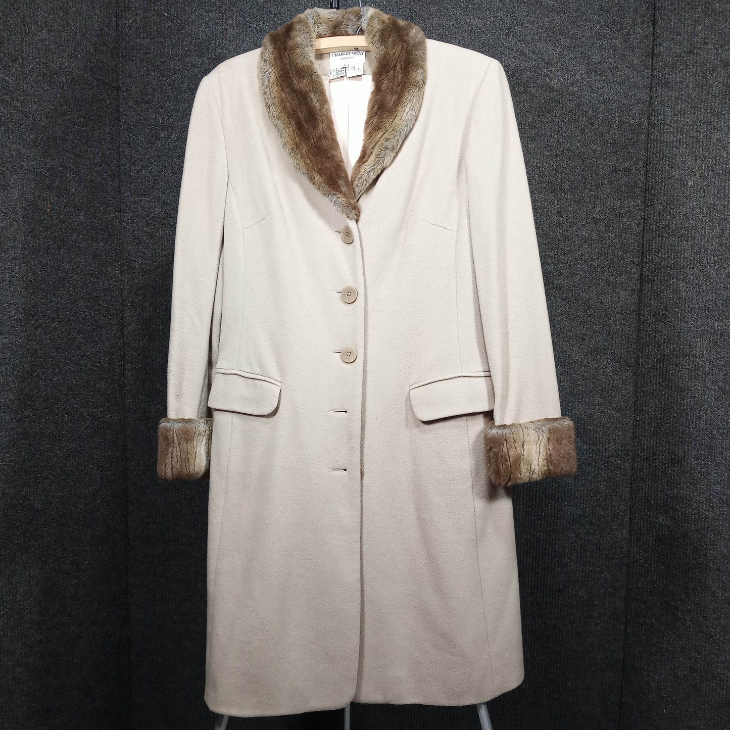 Taupe Faux Fur Collar Coat by Charles Grey