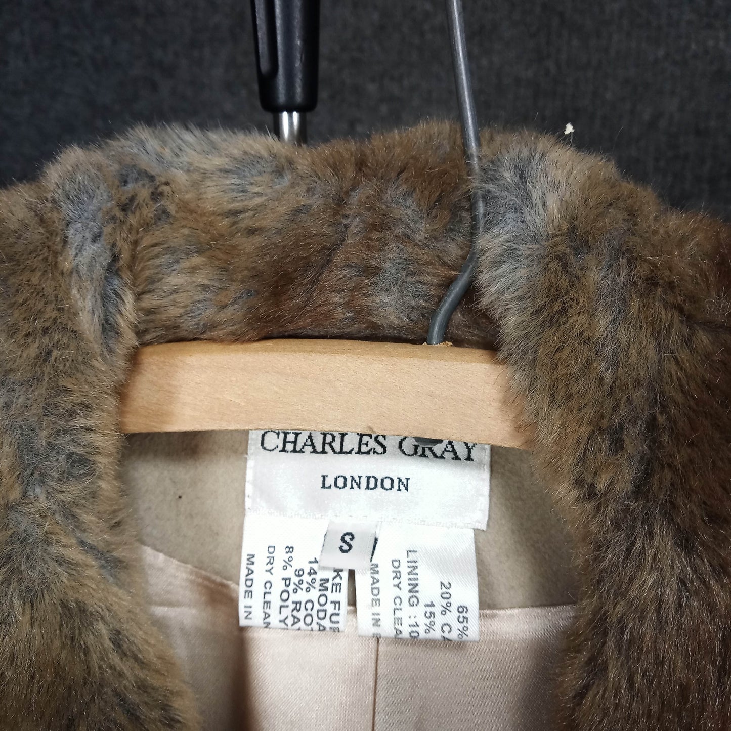 Taupe Faux Fur Collar Coat by Charles Grey