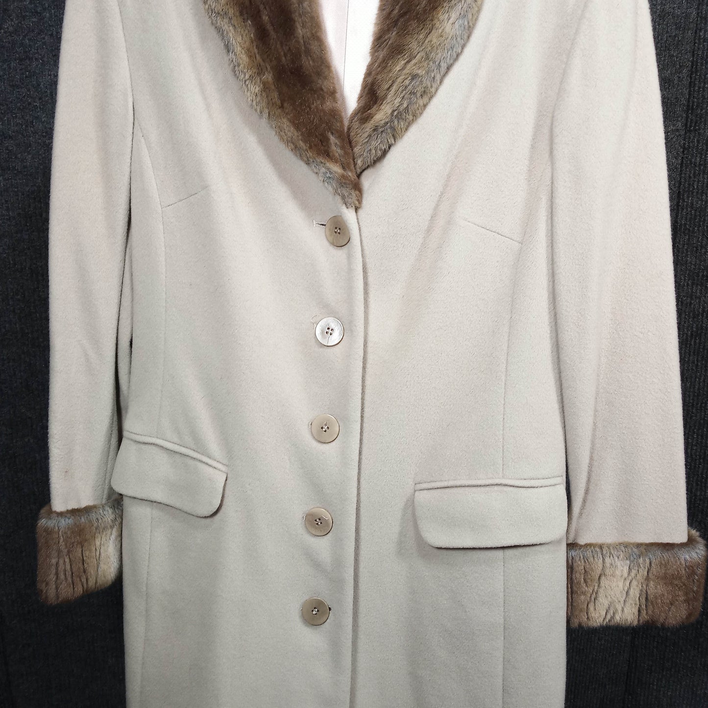 Taupe Faux Fur Collar Coat by Charles Grey