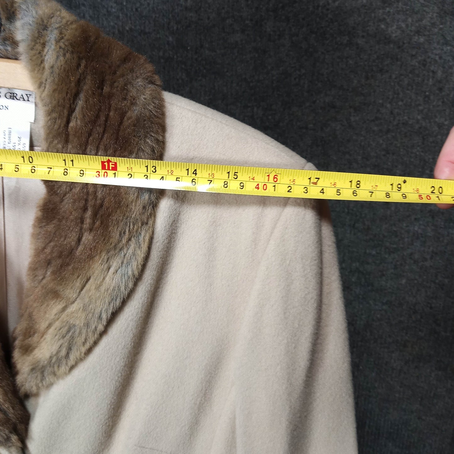 Taupe Faux Fur Collar Coat by Charles Grey