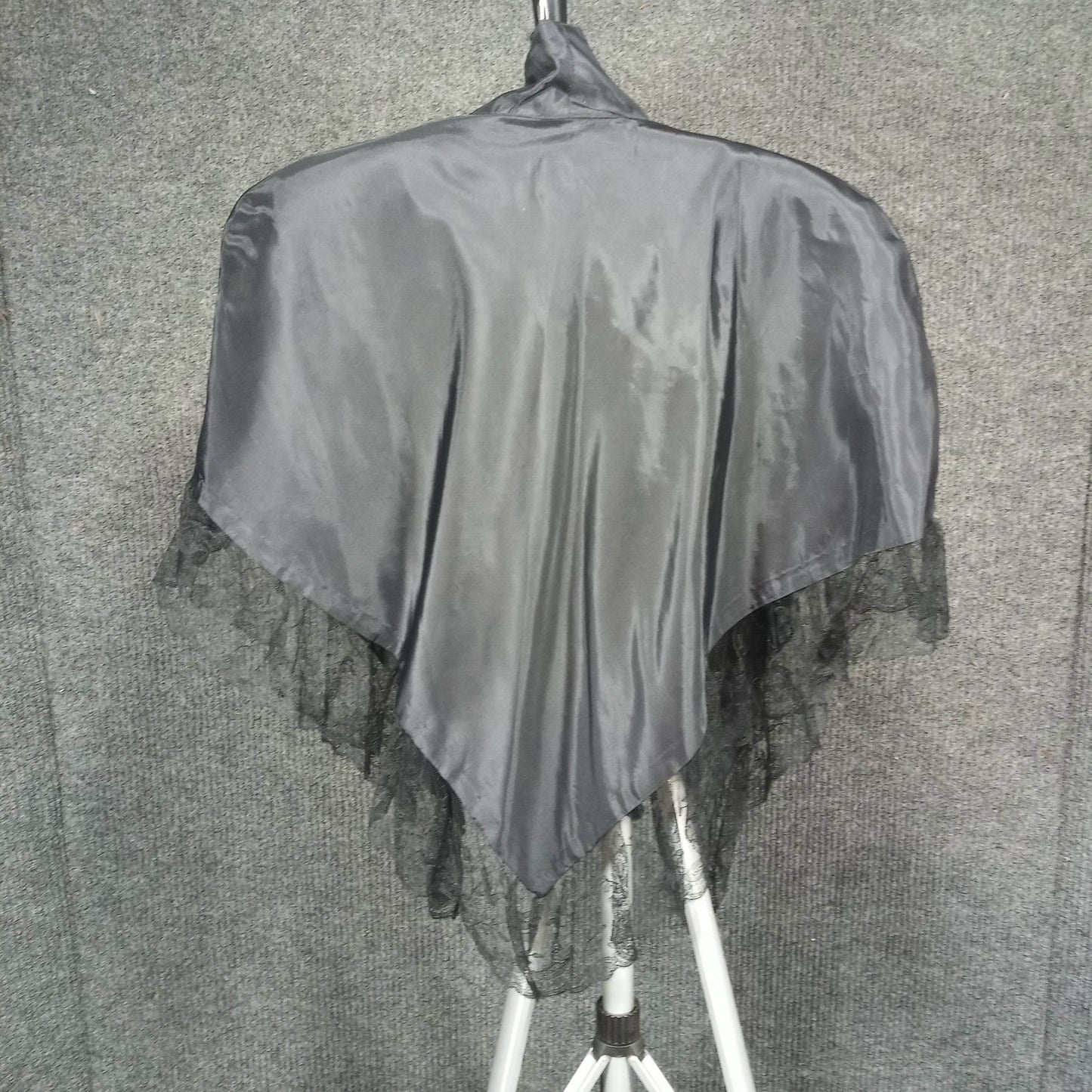 1950's Black Taffeta Cape with Chantilly Lace Trim