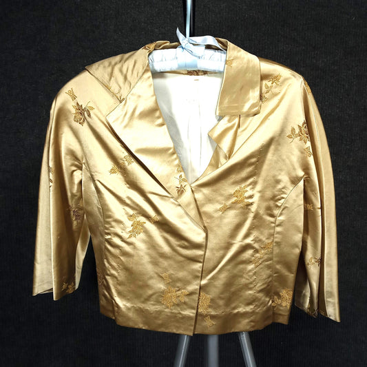 1950's Vintage Gold Silk Evening Short Jacket - Needs Love!