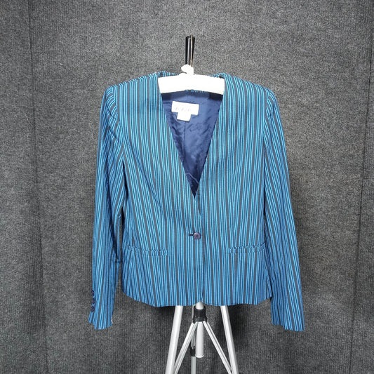 1980s Vintage Navy & Blue Striped Blazer from Saks Fifth Avenue