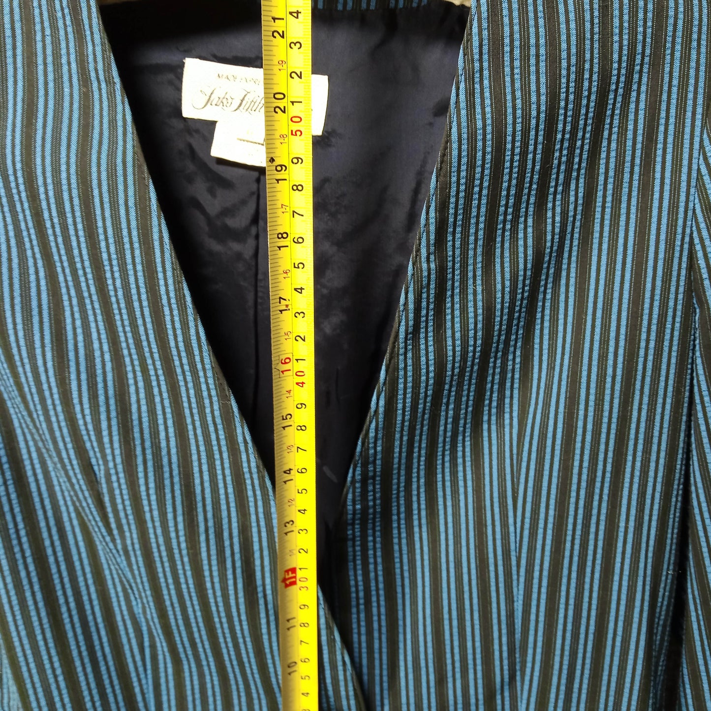 1980s Vintage Navy & Blue Striped Blazer from Saks Fifth Avenue