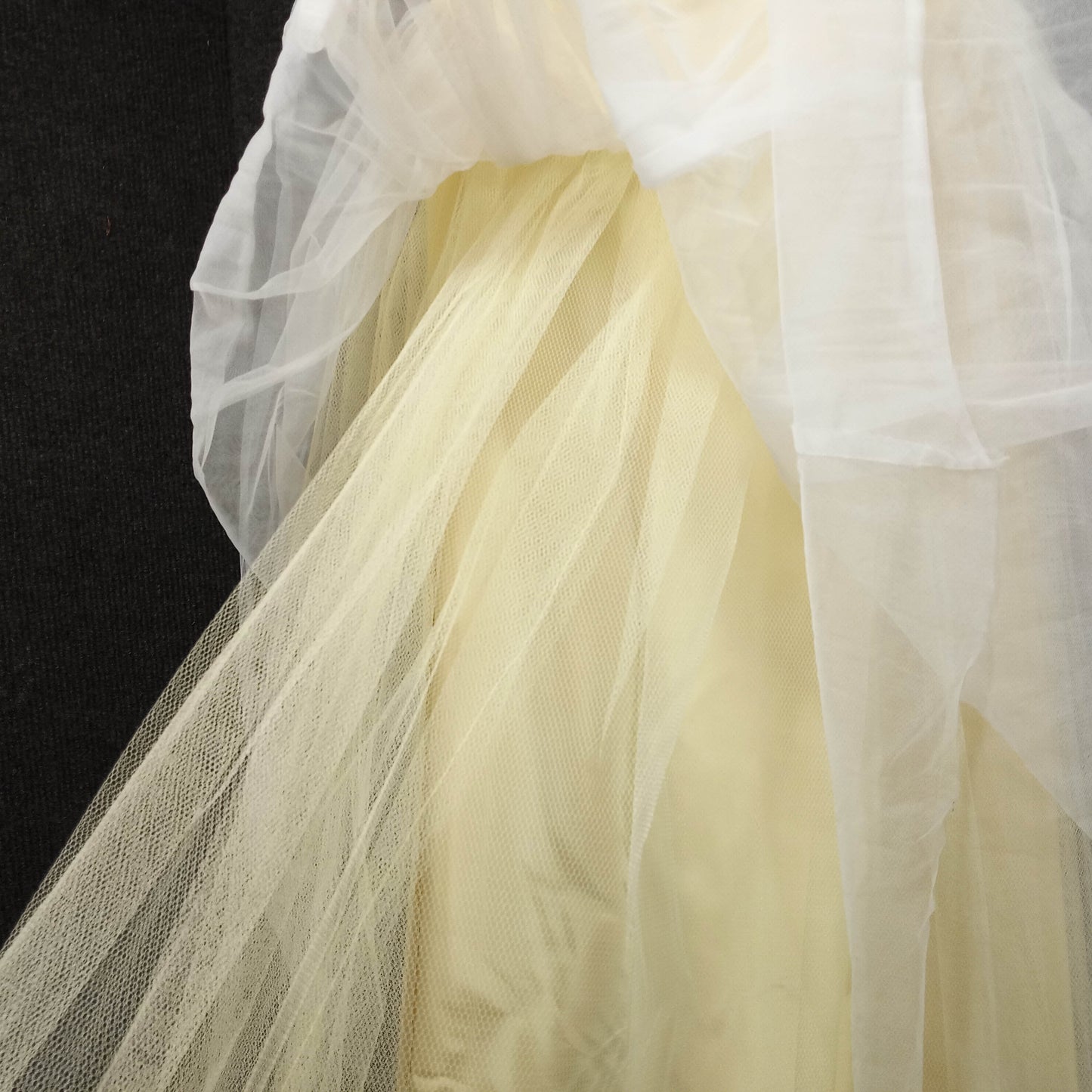 1950s Yellow Chiffon w/lace Sequin Bodice Tule Covered Skirt Cupcake Dress