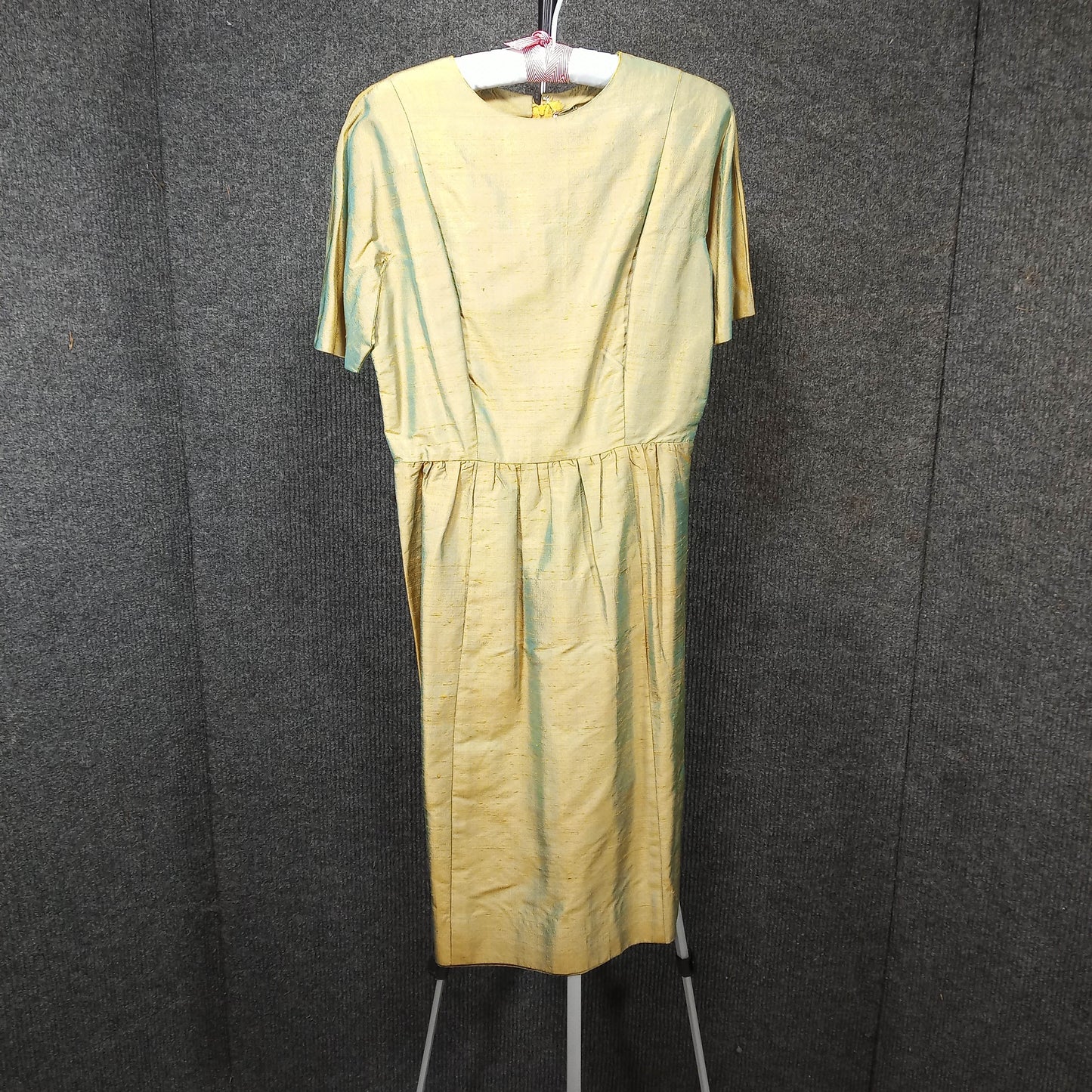 1950's Chartreuse Raw Silk Wiggle Dress